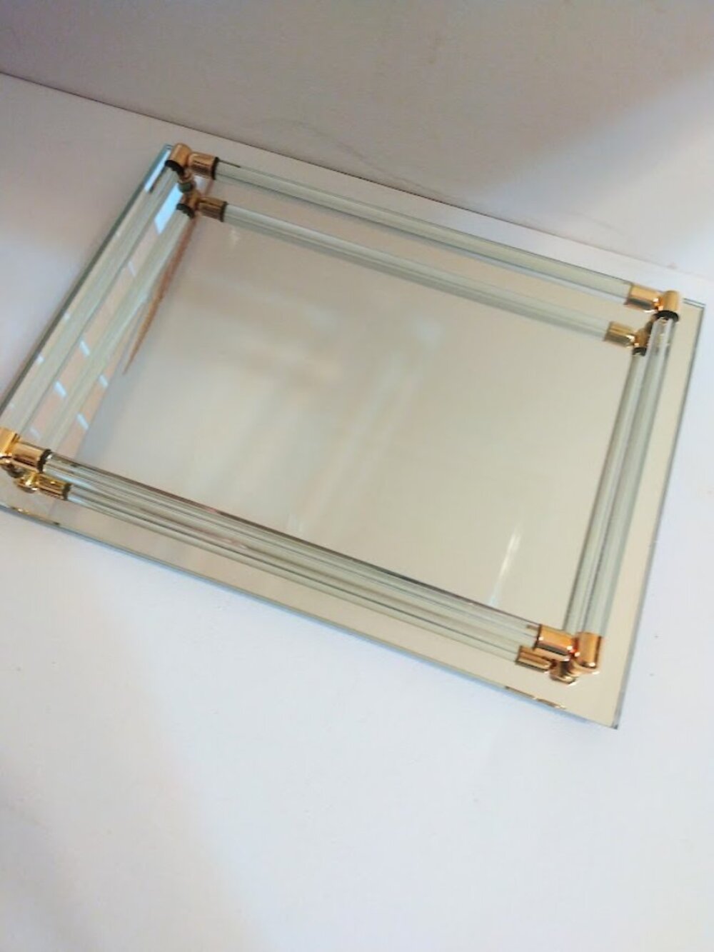 Vintage 80s Avon Mirrored Vanity Tray 11”x8” Dressing Table Feminine Beauty NOS